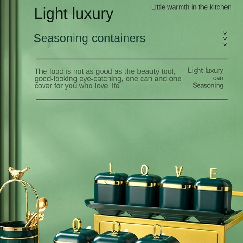 Namų virtuvė Prieskonių dėžutė Įrankiai Plastikinis prieskonių stiklainis Žalias Pnompenio druskos puodas Cukraus dubuo