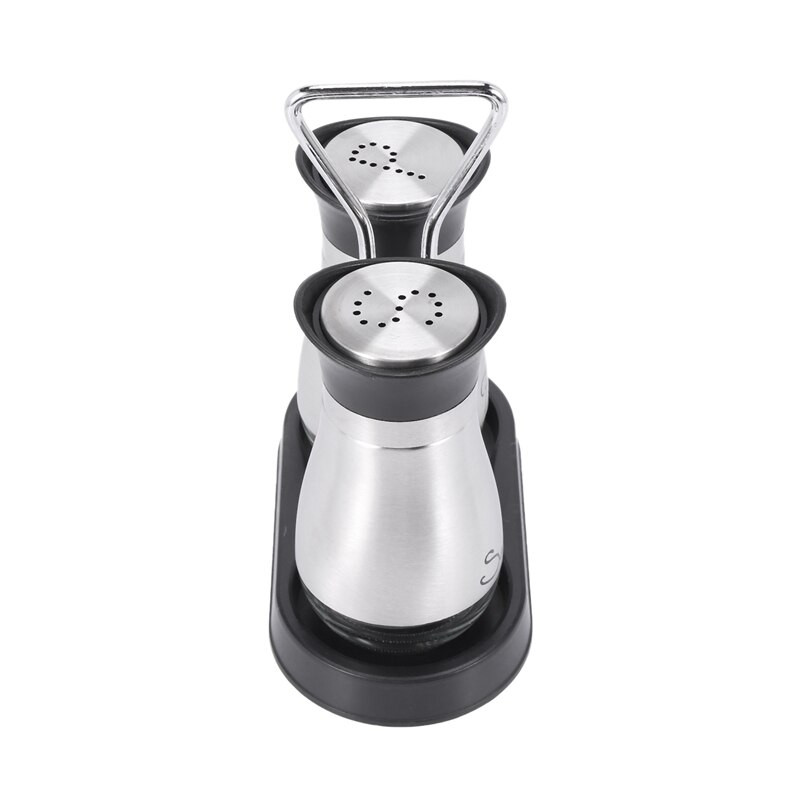 Sada soľničiek a koreničiek - vysoko kvalitná nehrdzavejúca oceľ so skleneným dnom a stojanom 10 cm - 10 cm x 15 cm x 5 cm, 113 g.