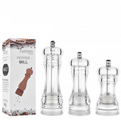 3 dydžių akrilo pipirų smulkintuvas Skaidrus keraminis pipirų žirnelių jūros druskos malūnas Reguliuojamas stambumo pipirų malūnėlis prieskonių įrankis