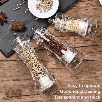 Ακρυλικός μύλος πιπεριάς 3 μεγεθών Clear Ceramic Pepper Corns Mill θαλάσσιου αλατιού Ρυθμιζόμενος χοντρός μύλος πιπεριού Εργαλείο καρυκευμάτων