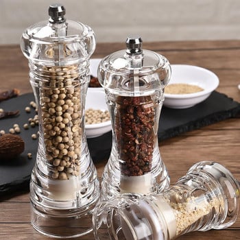 Ακρυλικός μύλος πιπεριάς 3 μεγεθών Clear Ceramic Pepper Corns Mill θαλάσσιου αλατιού Ρυθμιζόμενος χοντρός μύλος πιπεριού Εργαλείο καρυκευμάτων