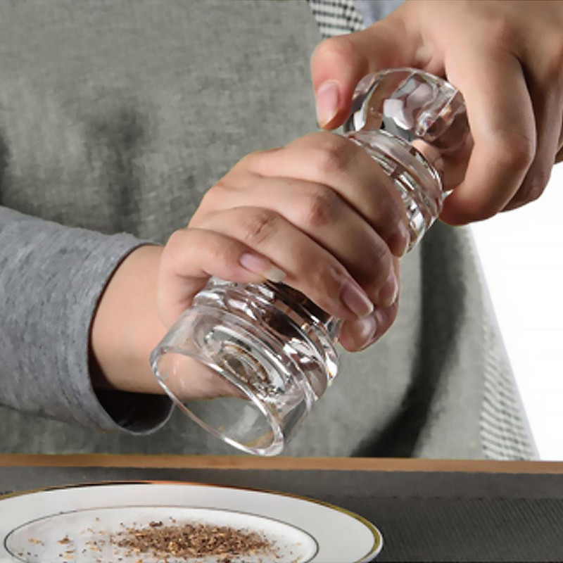 3 dydžių akrilo pipirų smulkintuvas Skaidrus keraminis pipirų žirnelių jūros druskos malūnas Reguliuojamas stambumo pipirų malūnėlis prieskonių įrankis