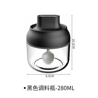 Sklenené fľaše na korenie v kuchyni, sklenená nádoba na cukor, soľ, med, 280 ml, úložná krabička na korenie s vekom, štetcom, lyžicou a príslušenstvom 1 ks