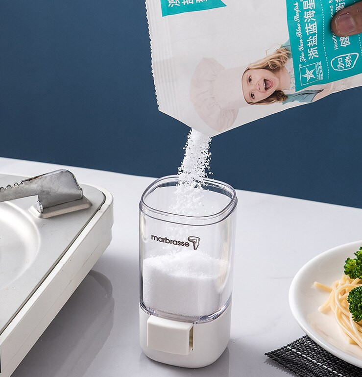 Matavimo prieskonių dėžutė Presuojamas sukamasis sandariklis buitinis virtuvės druskos ir mononatrio glutamato prieskonių indelio derinys