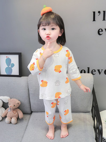 Ежедневна детска пижама от блуза и долнище за момичета