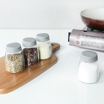 Αναδευτήρας κουζίνας πιπεριού και αλατιού με αυτοκόλλητα Γυάλινο μπουκάλι καρυκεύματα με καπάκι Διπλό ανοιγόμενο βάζο καρυκευμάτων τεσσάρων συσκευασιών 4 τμχ