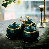 Virtuvės prieskonių įrankiai Žalia laikymo dėžutė Keramika Prieskonių indelis Buitinis virtuvės komplektas Pagardų Buteliai Aliejus Druska Prieskonių Indelis