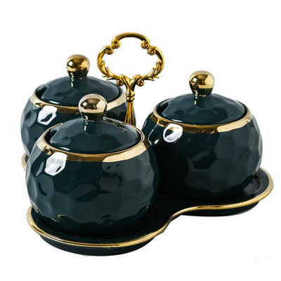 Virtuvės prieskonių įrankiai Žalia laikymo dėžutė Keramika Prieskonių indelis Buitinis virtuvės komplektas Pagardų Buteliai Aliejus Druska Prieskonių Indelis