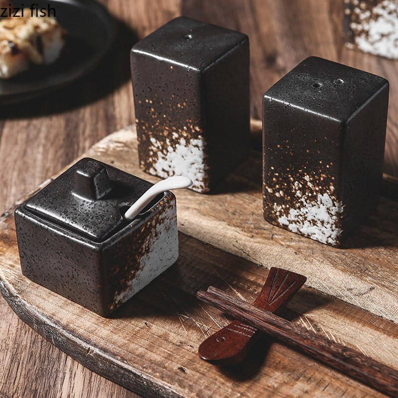 Creative Keraminiai aliejaus buteliai Prieskonių indelis Druskos ir pipirų plaktuvai Namų virtuvė Prieskonių įrankiai Prieskonių stiklainiai Dėžė Virtuvės priedai