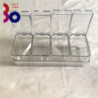 4-článková priehľadná sada korenín s lyžičkou a viečkom, soľ a korenie, fľaša na korenie, kuchynská nádoba na korenie