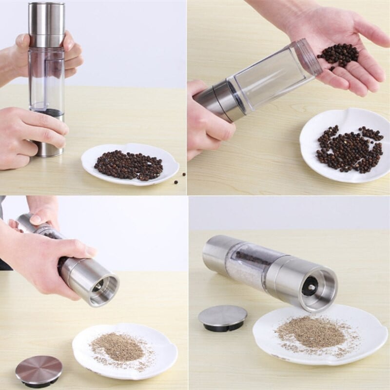 1 vnt 2 viename rankinė pipirų malūnėlis prieskonių buteliukas Druskos ir pipirų malūnėlis prieskoniams Virtuvės įrankiai Priedai gaminimui