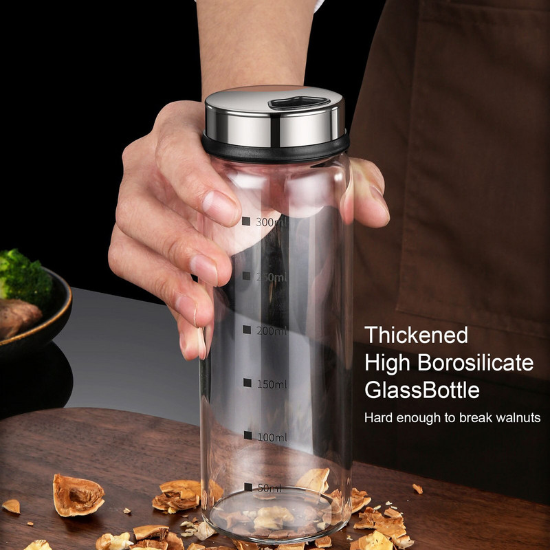 200 ml stiklinis prieskonių indelis su skale 4 išleidimo angos Prieskonių indeliai Virtuvė čili pipirų miltelių purškimo indelis kepsninė Druskos plaktuvas