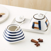 Keramická korenie do kuchyne, soľnička do domácnosti, korenie v krabičke, fľaša na korenie, cukor, glutaman sodný, sada korenia