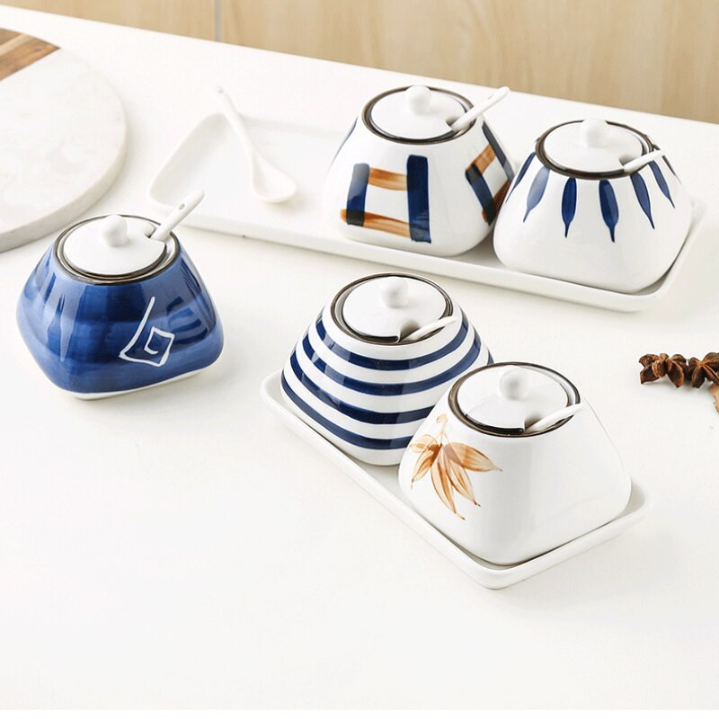 Keramická korenie do kuchyne, soľnička do domácnosti, korenie v krabičke, fľaša na korenie, cukor, glutaman sodný, sada korenia