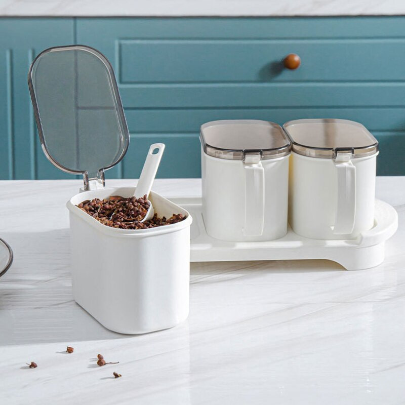 Kuchynská korenie do domácnosti, plastová korenie nádoba, úložný box na korenie, sada koreniacich fliaš