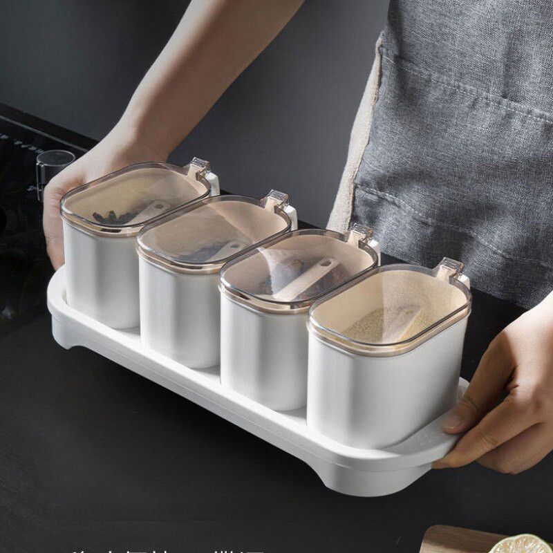 Kuchynská korenie do domácnosti, plastová korenie nádoba, úložný box na korenie, sada koreniacich fliaš