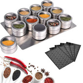 Magnetická nádoba na koreničky s etiketami, stojany na koreničky, nádoba z nehrdzavejúcej ocele, plechovky na koreničky s nástennou základňou, spreje na korenie, nástroj na plechovky