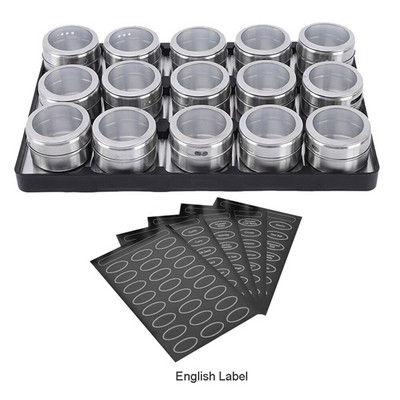 Magnetická nádoba na koreničky s etiketami, stojany na koreničky, nádoba z nehrdzavejúcej ocele, plechovky na koreničky s nástennou základňou, spreje na korenie, nástroj na plechovky