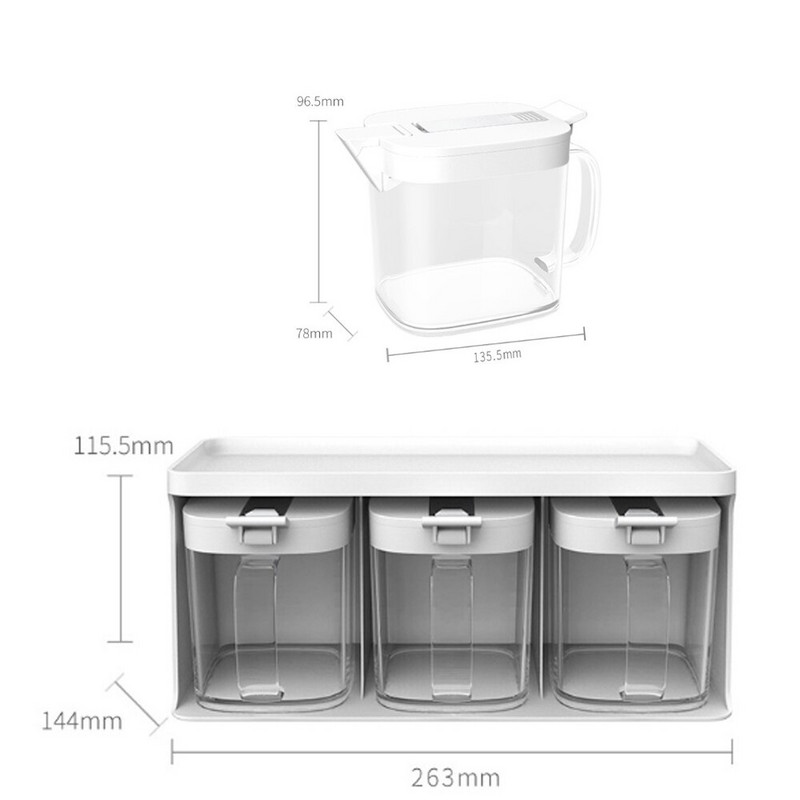 Automaticky vyklápacia korenie, nástenná plastová nádoba na korenie s lyžičkou, soľou a korením do kuchyne, stojan na korenie