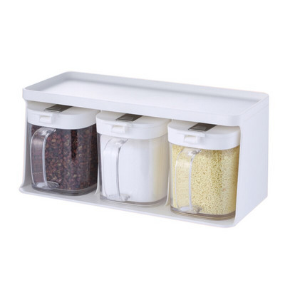 3 ks. Samolepiaci stojan na koreniny na stenu, držiak na poháre s korením, klipy na fľaše s korením, kuchynská skrinka, závesný organizér na fľaše s korením