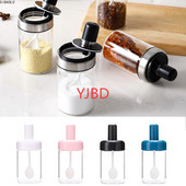 Sklenené nádoby na korenie YJBD s lyžičkou, olejom, medom, soľou a korením, dávkovačom fľaše, kuchynské príslušenstvo