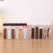 YJBD Akrylové priehľadné korenie Jar Veko Korenie Box 6ks/Sada Kuchynské náradie Soľ Korenie Krabička na úschovu kontajnerov