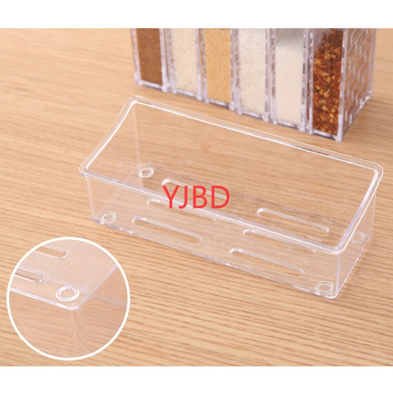 YJBD Akrylové priehľadné korenie Jar Veko Korenie Box 6ks/Sada Kuchynské náradie Soľ Korenie Krabička na úschovu kontajnerov