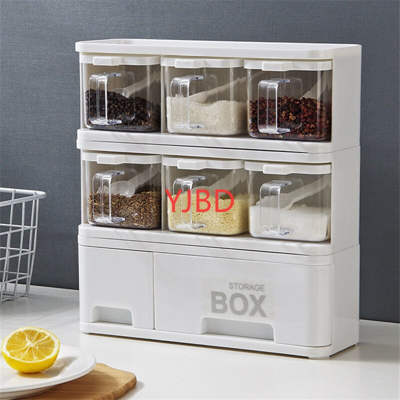 Jednoduchý kuchynský stojan na korenie s vekom a lyžicou, korenie, nádoba na bylinkové korenie, korenie, varenie s rukoväťou