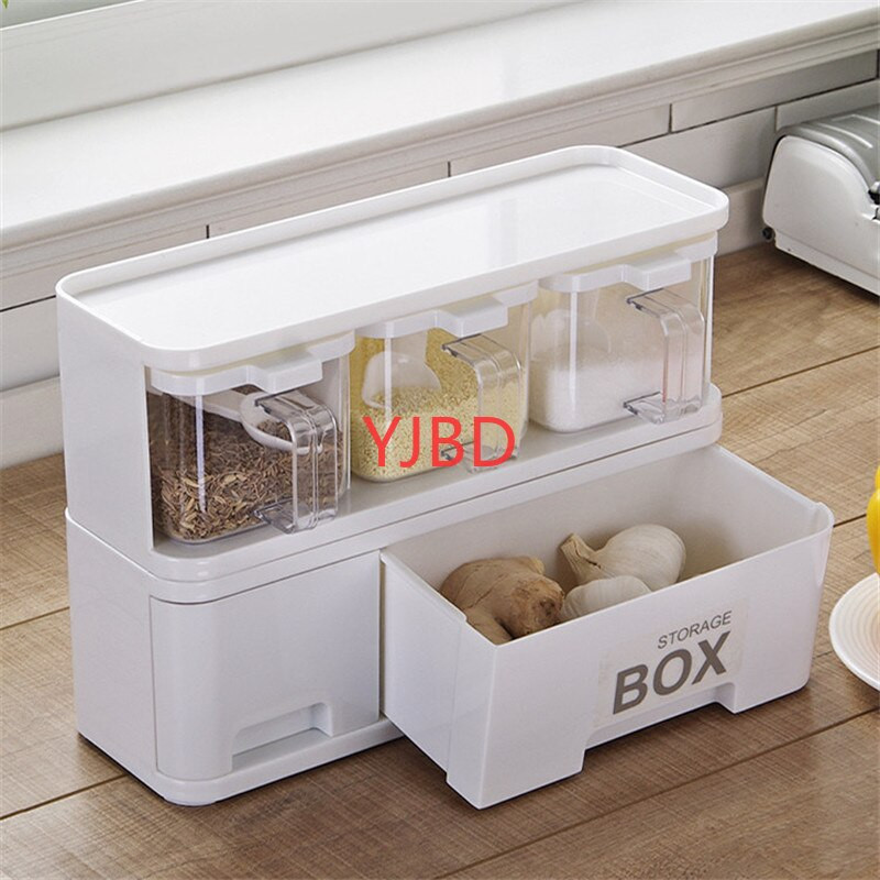 Jednoduchý kuchynský stojan na korenie s vekom a lyžicou, korenie, nádoba na bylinkové korenie, korenie, varenie s rukoväťou