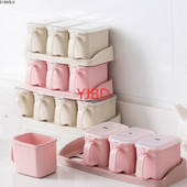 YJBD Krabica na korenie, stojan na korenie, nádoba na korenie, poháre na korenie s vekom a lyžicou, kuchynské náčinie