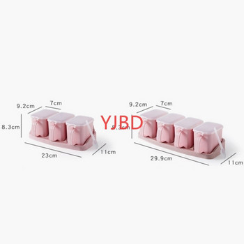YJBD Box Seasoning Rack Μπαχαρικά Σκεύη αποθήκευσης Δοχείο καρυκεύματα Βαζάκια Cruet με κάλυμμα και κουτάλι Κουζινικά σκεύη