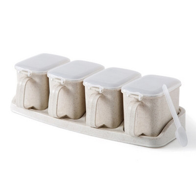 YJBD Krabica na korenie, stojan na korenie, nádoba na korenie, poháre na korenie s vekom a lyžicou, kuchynské náčinie