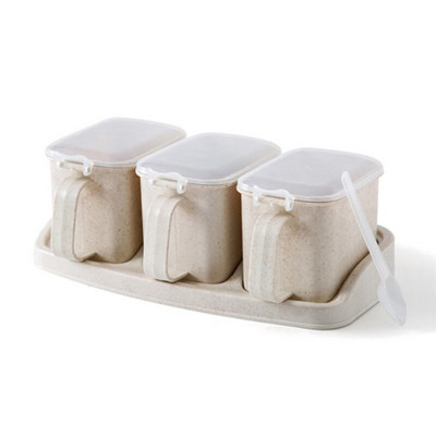 YJBD Krabica na korenie, stojan na korenie, nádoba na korenie, poháre na korenie s vekom a lyžicou, kuchynské náčinie