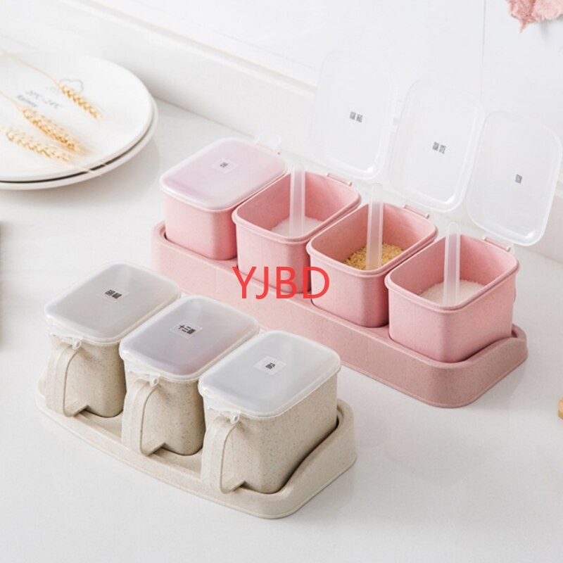 YJBD Krabica na korenie, stojan na korenie, nádoba na korenie, poháre na korenie s vekom a lyžicou, kuchynské náčinie