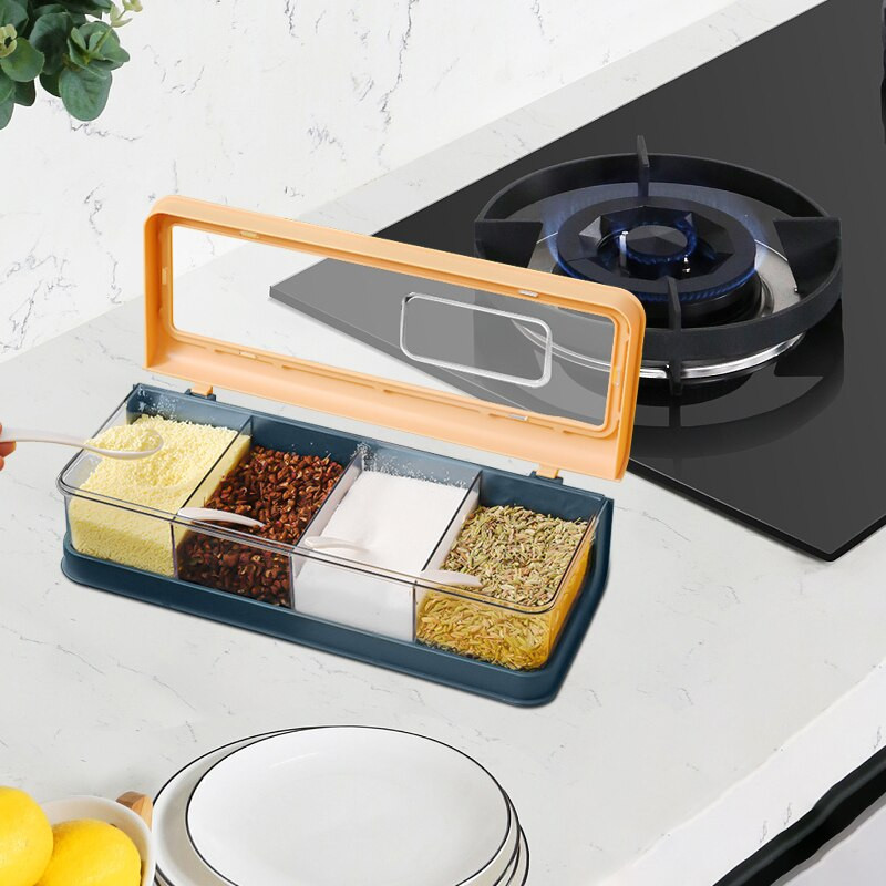 Keturių tinklelių permatomų prieskonių indelių druskos ir pipirų plaktuvai prieskonių indeliai Nordic virtuvės prieskonių indelių rinkinys Prieskonių organizatorius