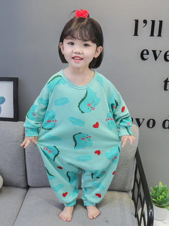 Памучна пижама ромпър с цветна щампа