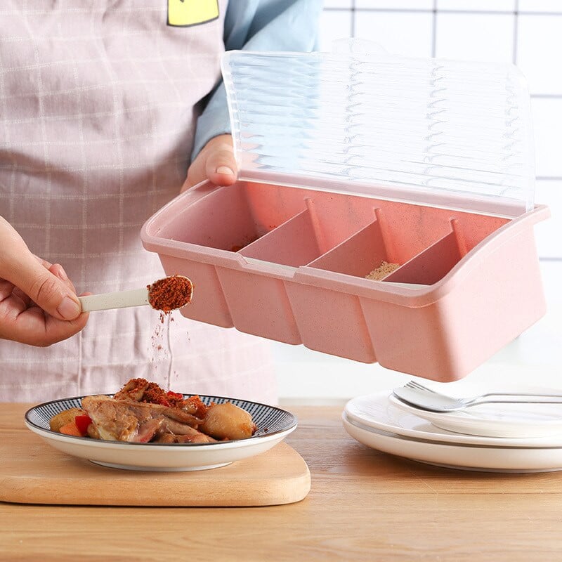 Korenie Korenie Skladovacia nádoba na korenie Poháre Krabica Jar Lyžica Skladovacia nádoba Korenie 4 bunkové krabice s korením stojanom na