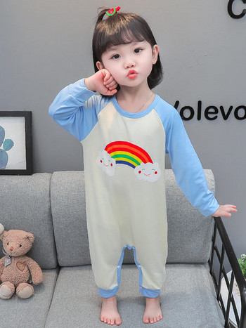 Детска пижама тип гащеризон с щампа и копчета за момичета