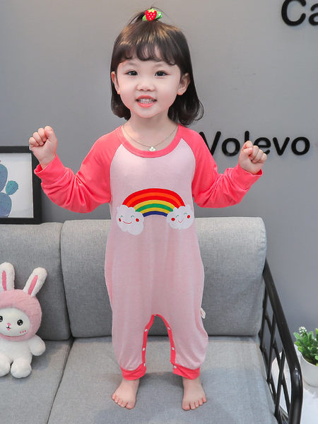 Detské jednodielne pyžamo s potlačou a gombíkmi pre dievčatá