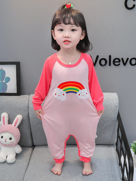 Detské jednodielne pyžamo s potlačou a gombíkmi pre dievčatá