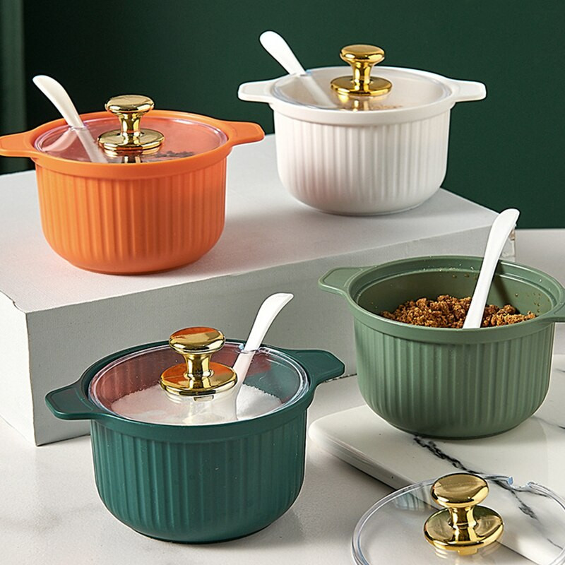 Luxusné kuchynské korenie z materiálu HIPS, sada dóz na korenie, prenosné 4-farebné pikantné dózy, korenie, kuchynské náčinie