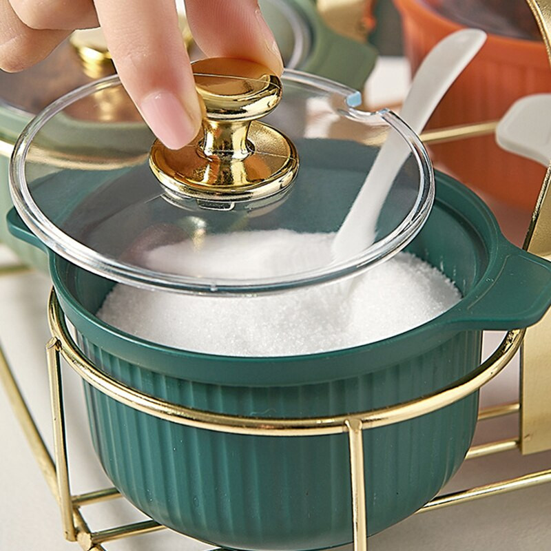 Luxusné kuchynské korenie z materiálu HIPS, sada dóz na korenie, prenosné 4-farebné pikantné dózy, korenie, kuchynské náčinie