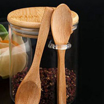 Ζαχαριέρα 4 τμχ με καπάκι από μπαμπού και διαφανές γυάλινο δοχείο για αποθήκευση κουζίνας