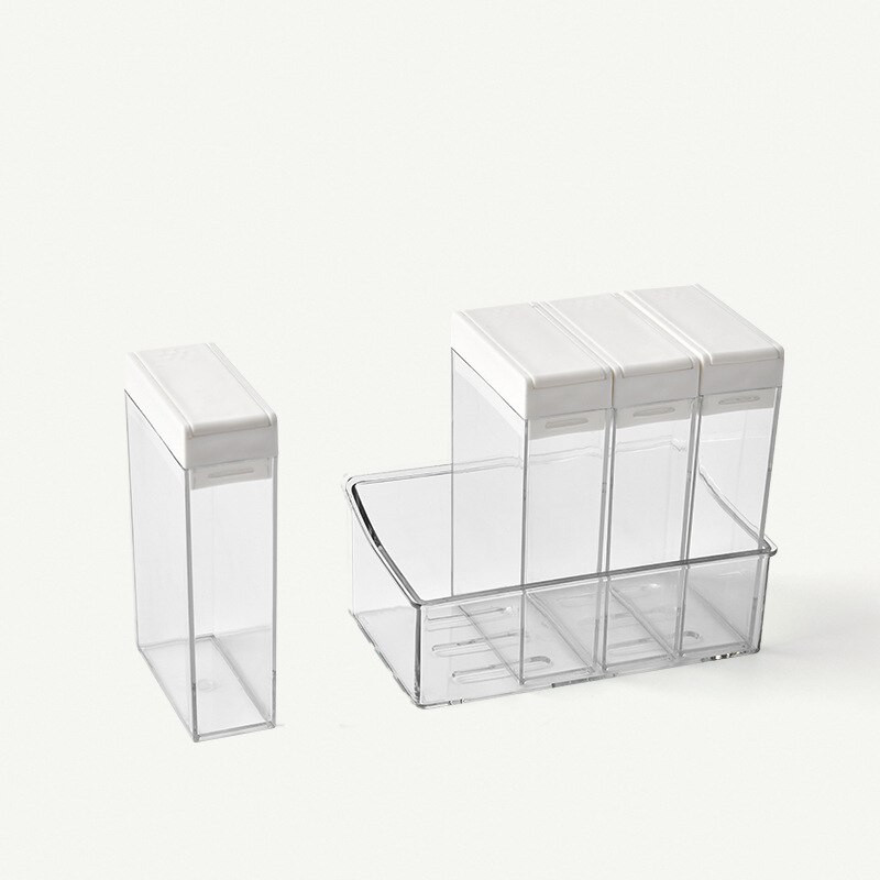 4 ks/sada priehľadných korenín, korenie, stojan, korenie, úložný priestor, nádoba na korenie, korenie, špajza, kuchynské náčinie