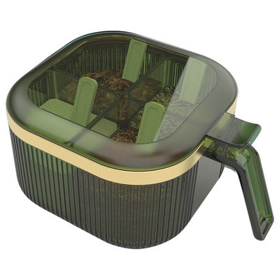 Domáca 4 v 1 plastová koreniaca krabička s vekom, kuchynská koreniaca krabička, soľ, cukor, glutaman sodný, skladovanie, korenie, sada pohárov