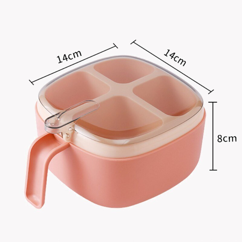 4 v 1 plastová krabička na korenie, soľ a korenie, priehľadné viečko, nádoba na korenie, chilli prášok, cukornička, miska na korenie, úložná nádoba na korenie, kuchynská linka