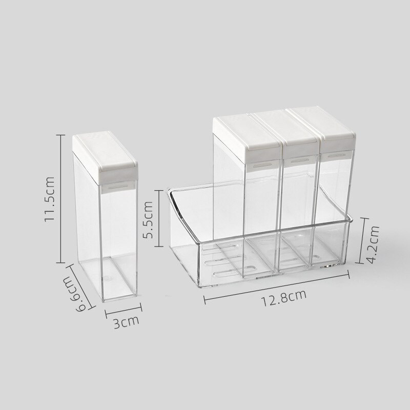 4vnt/rinkinys Skaidri prieskonių dėžutė PP Druskos pipirų stiklainių dėžutė virtuvės prieskonių laikymui Organizatoriaus dėžutė virtuvės reikmenų indelis