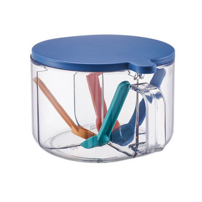 Keturi viename su šaukštu Prieskonių stiklainis Virtuvės tvarkyklė Įrankiai Dėžutės Prieskoniai Skaidrus Cukrus Druska Virtuvės reikmenys