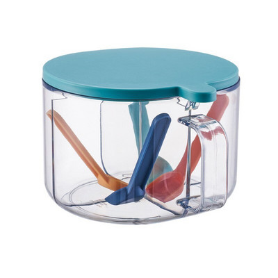 Keturi viename su šaukštu Prieskonių stiklainis Virtuvės tvarkyklė Įrankiai Dėžutės Prieskoniai Skaidrus Cukrus Druska Virtuvės reikmenys