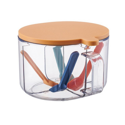 Keturi viename su šaukštu Prieskonių stiklainis Virtuvės tvarkyklė Įrankiai Dėžutės Prieskoniai Skaidrus Cukrus Druska Virtuvės reikmenys